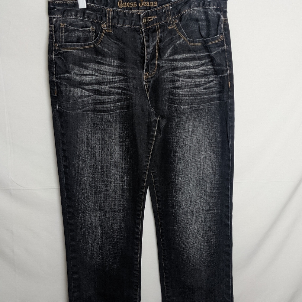 Guess Denim Jeans Black Men’s Size 33x32 Distressed Straight leg